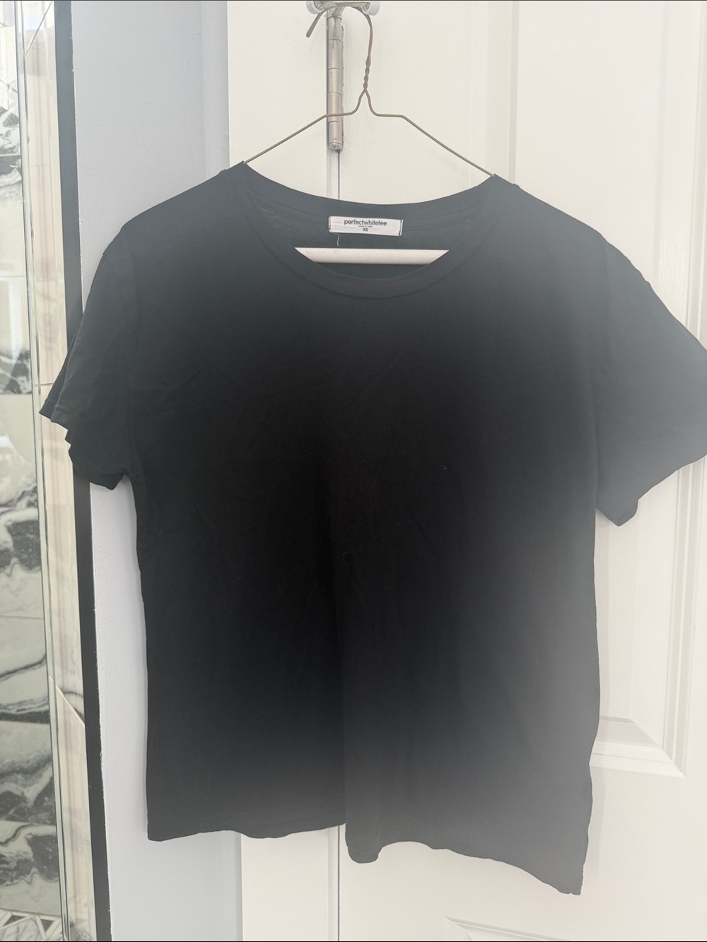 perfectwhitetee Black Crewneck Short Sleeve Tee